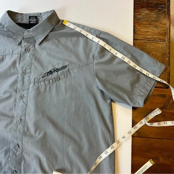 FLY Racing Grey Collared Button Up Short Sleeve Shirt Size Large - Picture 10 of 11